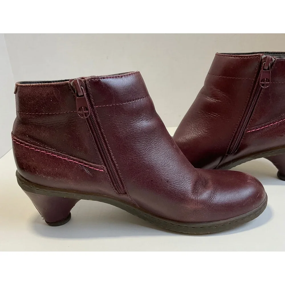 Dr. Martens Jenna Dia Burgundy Leather Button Ankle Boots Womens Size 7